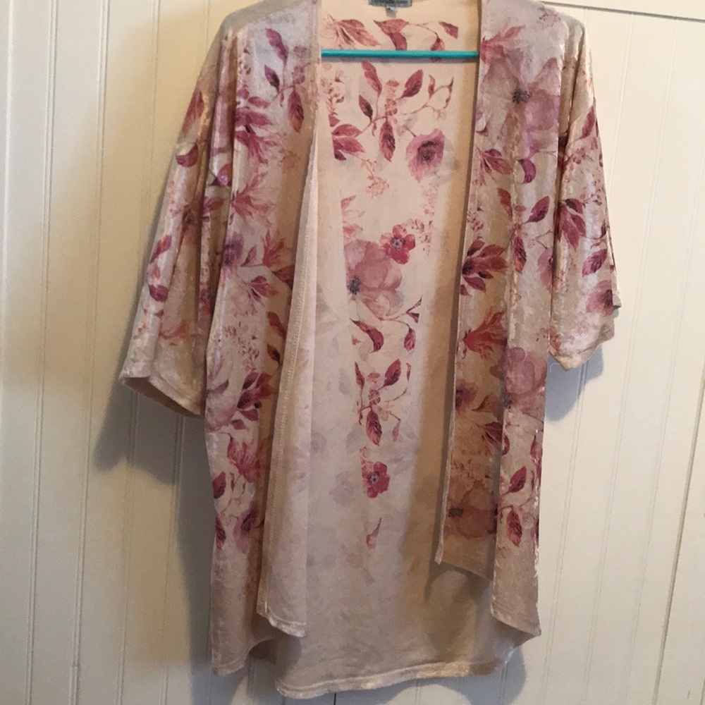 Floral velvet cardigan